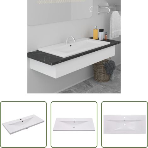 Lavabo da incasso -  Lavabo da Incasso 91x39,5x18,5 cm in Ceramica Bianco
