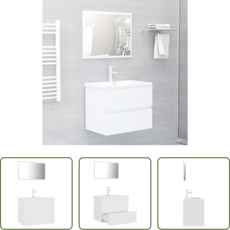 Lavabo da incasso -  Set Mobili da Bagno Bianco in Legno Multistrato