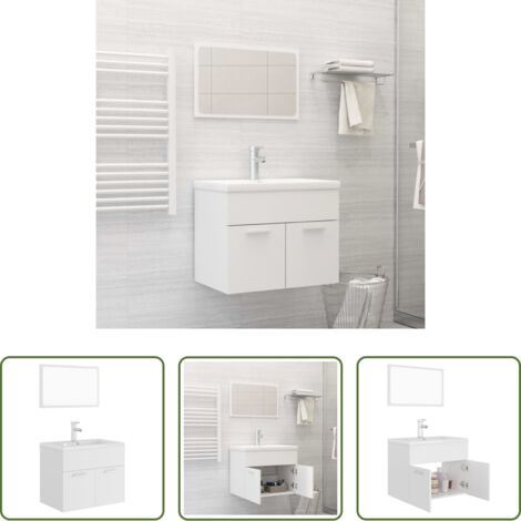 Lavabo da incasso -  Set Mobili da Bagno Bianco in Legno Multistrato