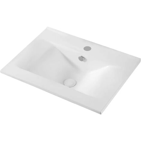Lavabo da incasso soprapiano rettangolare 62x46 cm in ceramica lucida