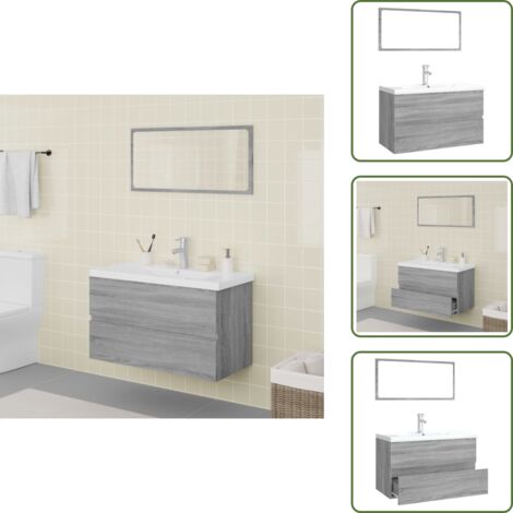 Lavabo da incasso - vidaXL Set di Mobili da Bagno Grigio Sonoma in Legno Multistrato - Armadi da bagno