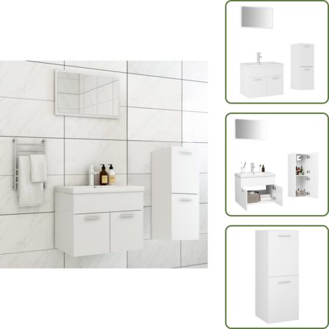 Lavabo da incasso - vidaXL Set Mobili da Bagno Bianco in Legno Multistrato - Armadietto basso