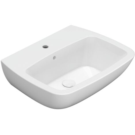 Lavabo Daily sospeso/su colonna 61x48 semicircolare in ceramica