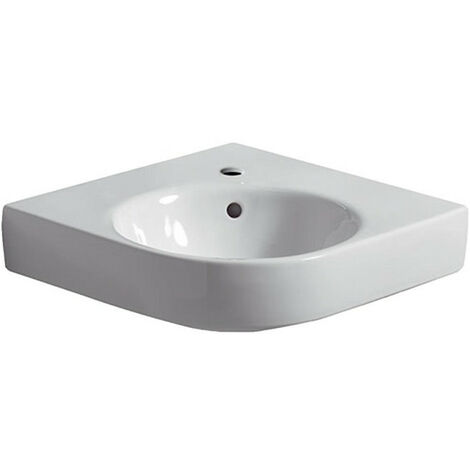 Lavabo d'angle RENOVA COMPACT pied longueur 500 mm blanc GEBERIT