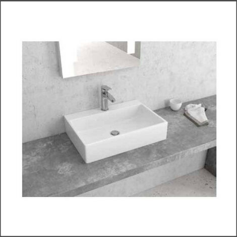 Lavabo d'Appoggio 51,5x36xh12 cm Squadrato Ceramica Bianco