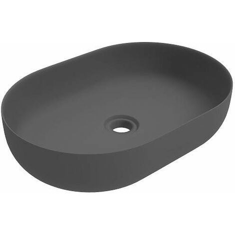 Lavabo d'appoggio di forma ovale colore grigio opaco da 600x416 mm Ercos Musa BLCERBMUSA0002  Grigio opaco