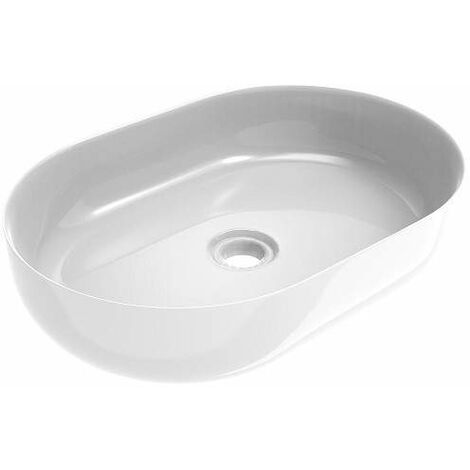 Lavabo d'appoggio ovale colore bianco lucido da 416x600 mm Ercos Musa BLCERLMUSA0002  Bianco lucido