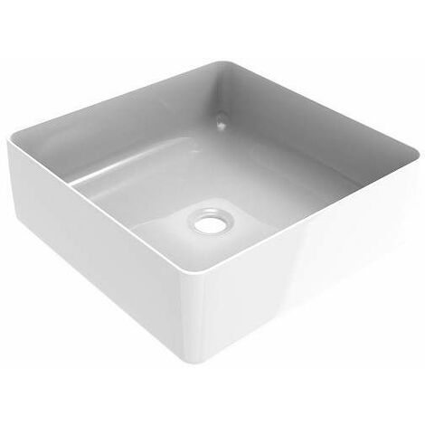 Lavabo d'appoggio quadrato da 416x416 mm in colore bianco lucido Ercos Musa BLCERLMUSA0011  Bianco lucido