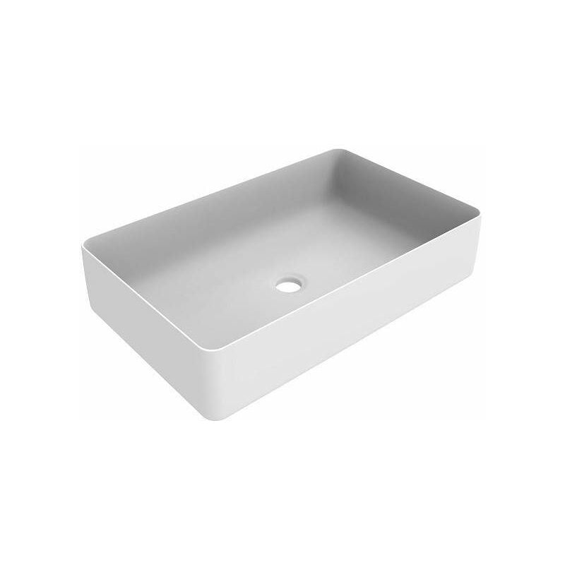 Lavabo d'appoggio Rettangolare in ceramica, Lavabo Bagno Colore Bianco Opaco , Senza Troppopieno, Dimensioni 580x360 mm - Ercos