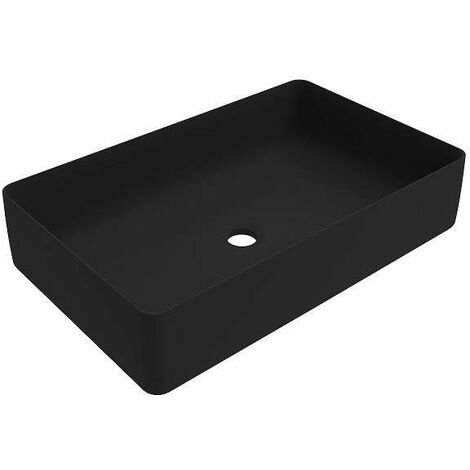 Lavabo d'appoggio rettangolare con dimensioni 580x360 mm colore nero opaco Ercos Musa BLCERNMUSA0012  Nero opaco