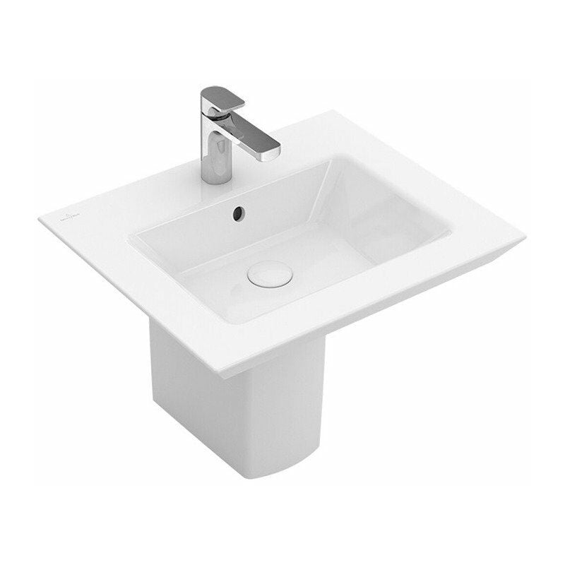 

Legato, Encimeras de lavabo, 600 x 500 mm, Rectangular, para grifería de 3 orificios, orificio central para grifería perforado, sin rebosadero,