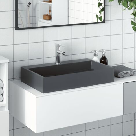 Lavabo de bain, Vasque 60x38x11 cm fonte minérale/marbre anthracite FR848040 DESIGN IN