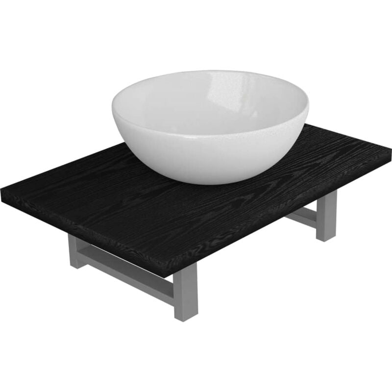 

Conjunto de muebles de baño 2 piezas cerámica negro - Negro - Vidaxl