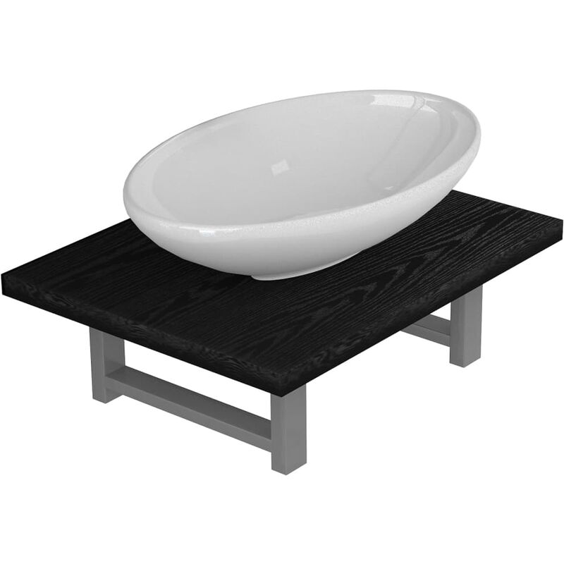 

Conjunto de muebles de baño 2 piezas cerámica negro - Negro - Vidaxl