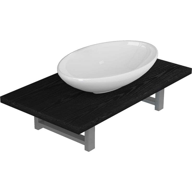 

Conjunto de muebles de baño 2 piezas cerámica negro - Negro - Vidaxl