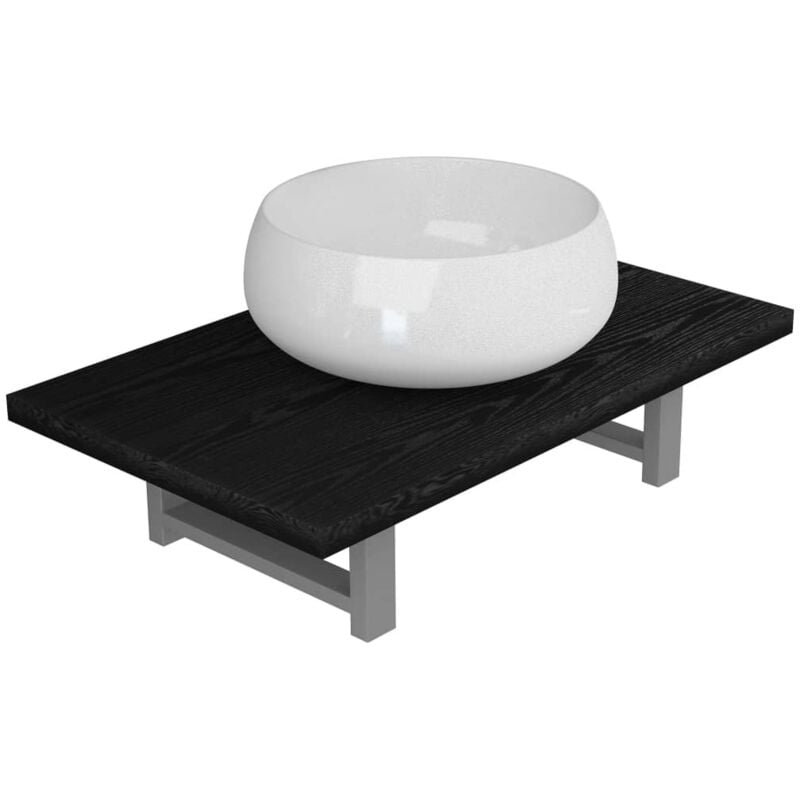 

Conjunto de muebles de baño 2 piezas cerámica negro - Negro - Vidaxl
