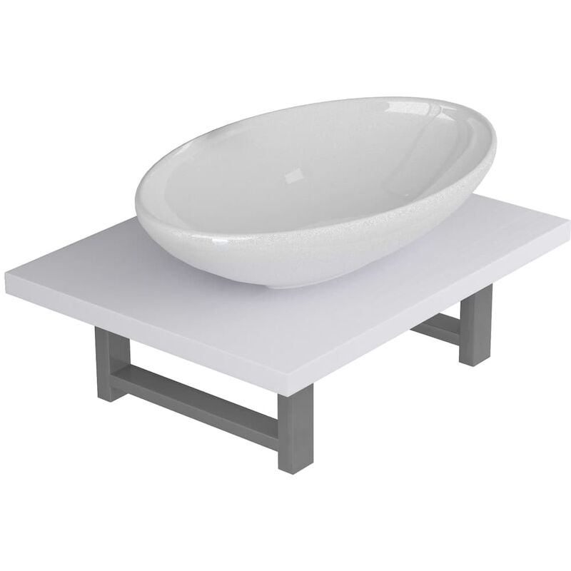 

Conjunto de muebles de baño 2 piezas cerámica blanco - Blanco - Vidaxl