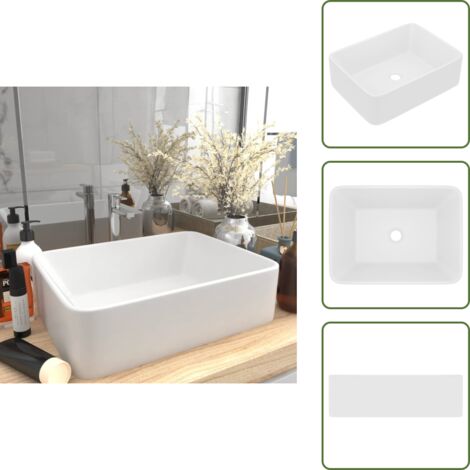 Lavabo de baño - vidaXL Lavabo de lujo de cerámica blanco mate 41x30x12 cm - Lavabo moderno