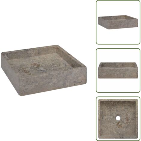 Lavabo de baño - vidaXL Lavabo gris mármol 40x40x10 cm - Lavabo de mármol gris