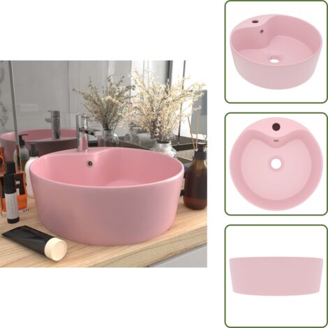 Lavabo de baño - vidaXL Lavabo lujo con rebosadero cerámica rosa mate 36x13 cm - Lavabo moderno