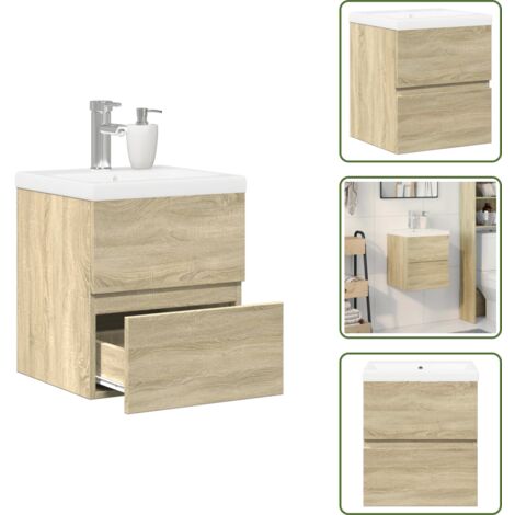 Lavabo de baño - vidaXL Set de muebles de baño 2 pzas madera contrachapada roble Sonoma - Muebles de baño de madera