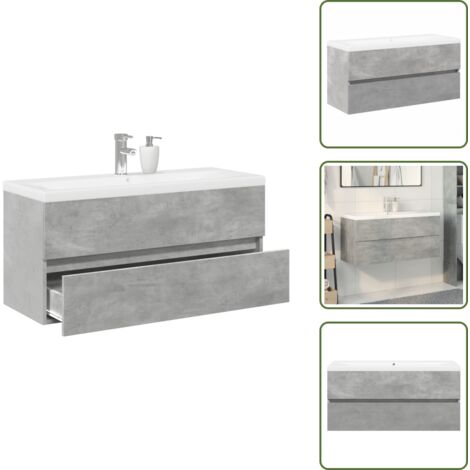 Lavabo de baño - vidaXL Set muebles de baño 2 piezas madera contrachapada gris hormigón - Muebles de baño de madera