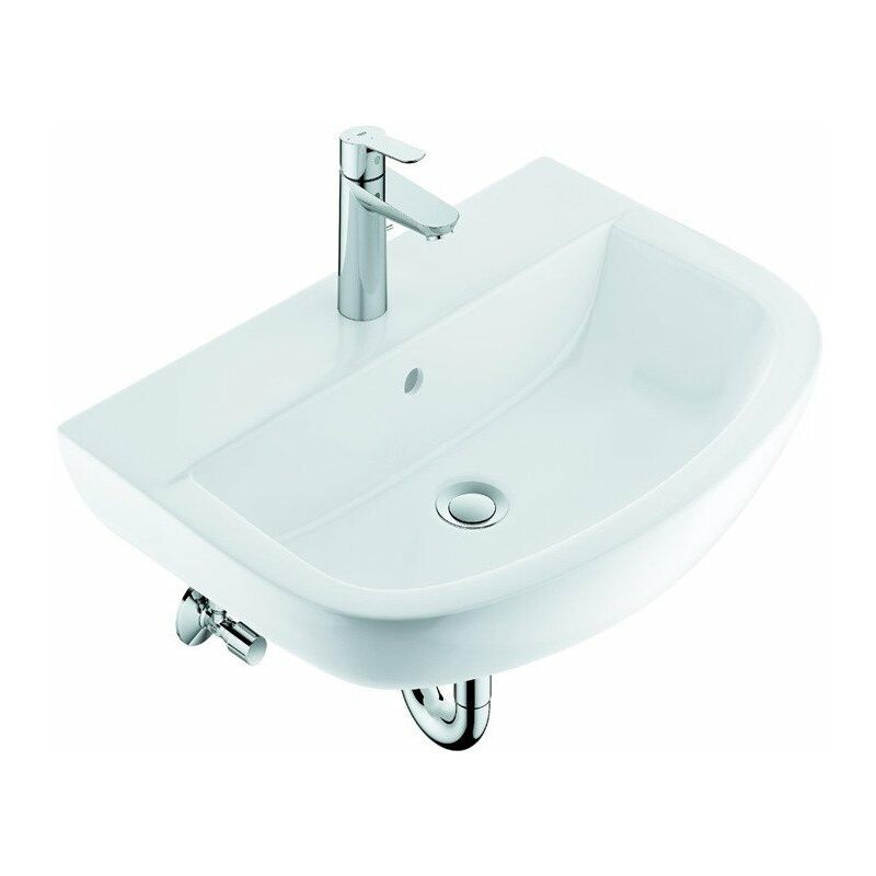 

Lavabo de cerámica 39643 55cm / BauEdge EHM blanco alpino / cromado