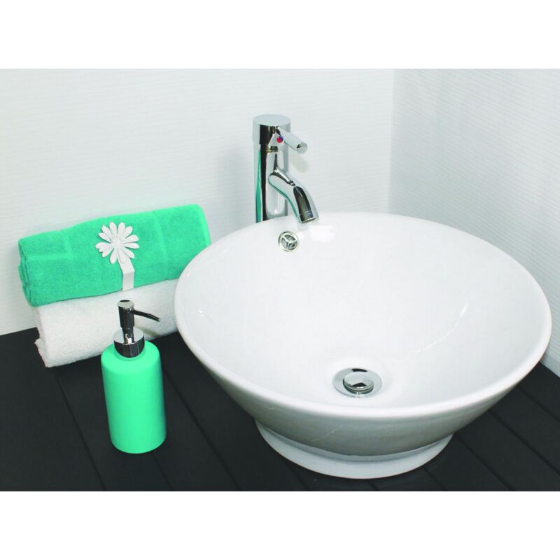

Lavabo de ceramica AMALFI Dimensiones : Ø 42,5 A. 18 cm - BLANCO