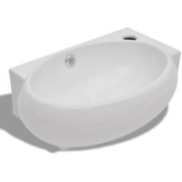 Lavabo De Cerámica Blanco Agujero De Grifo Y Desbordamiento