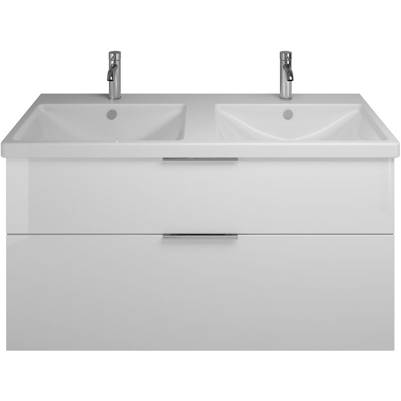 

Lavabo doble de cerámica Burgbad Eqio con lavabo SEYS123, anchura 1230 mm, Color (frente/cuerpo): Blanco Alto Brillo / Blanco Brillante, Mango G0146