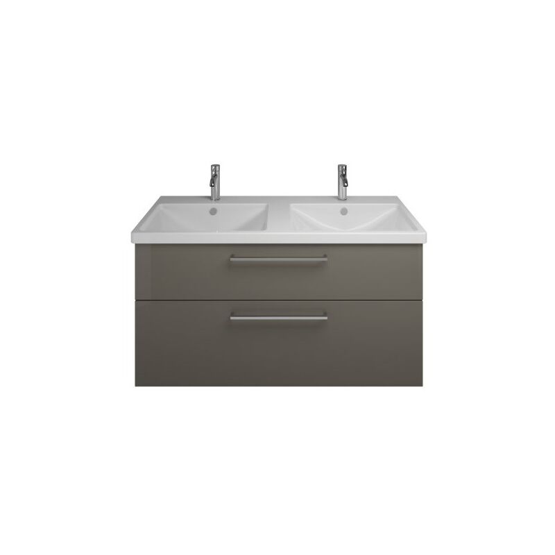 

Lavabo doble de cerámica Burgbad Eqio con lavabo SEYS123, anchura 1230 mm, Color (frente/cuerpo): Gris alto brillo / Gris brillante, mango de barra