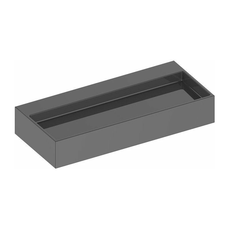 

Lavabo de cerámica Edition 90 gris pizarra sin orificio para grifería KEUCO