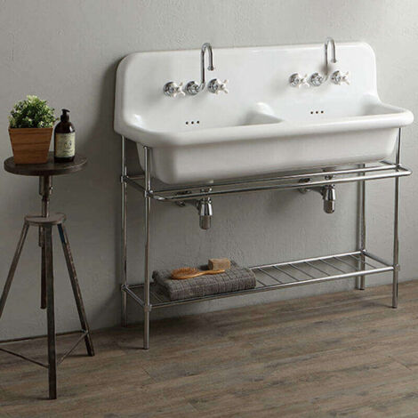 Lavabo de cerámica esmaltada - 120 cm - True Colors - Blanco