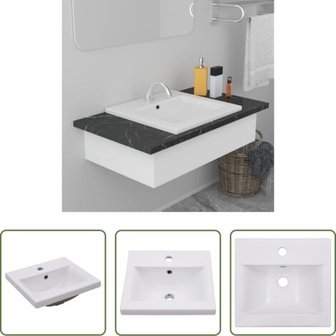 Lavabo de cerámica -  Lavabo encastrado de cerámica blanco 42x39x18 cm