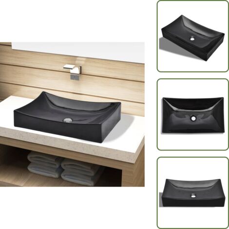 Lavabo de cerámica rectangular color negro - Lavabo negro