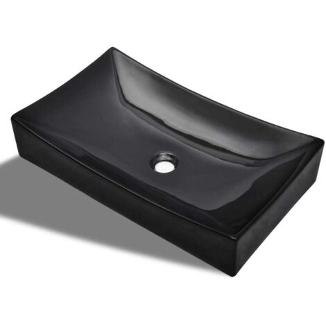 Lavabo de cerámica rectangular color negro vidaXL