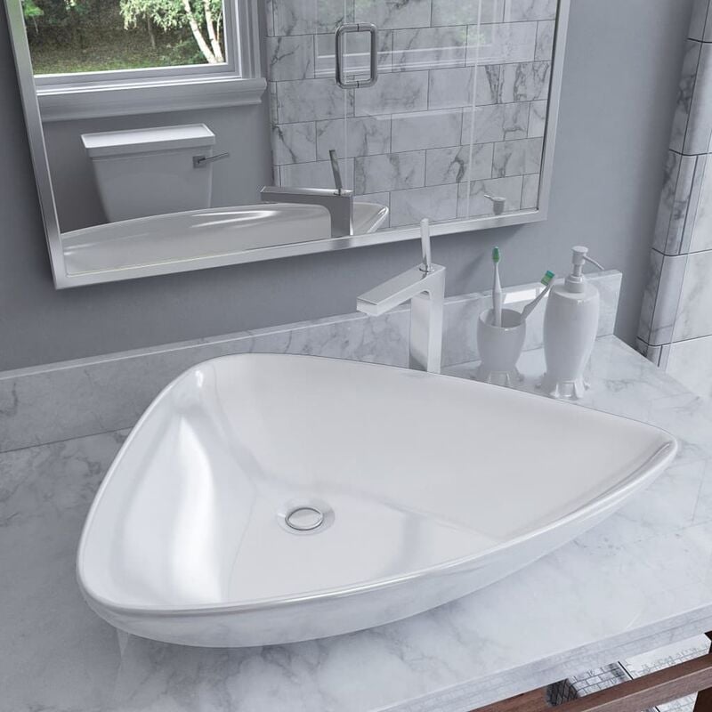 

Lavabo de cerámica triangular blanco 645x455x115 mm