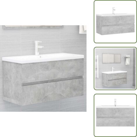 Lavabo de cerámica - vidaXL Mueble con lavabo madera de ingeniería gris hormigón - Armario gris hormigón