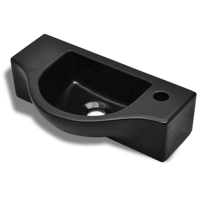 

Lavabo de Cerámica con Orificio de Grifo Desagüe Negro - Negro - Vidaxl