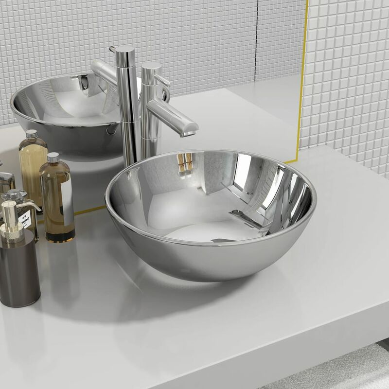

Lavabo de ceramica plateado 28x10 cm