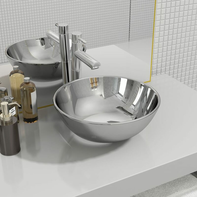 

Lavabo de cerámica plateado 28x10 cm - Plateado