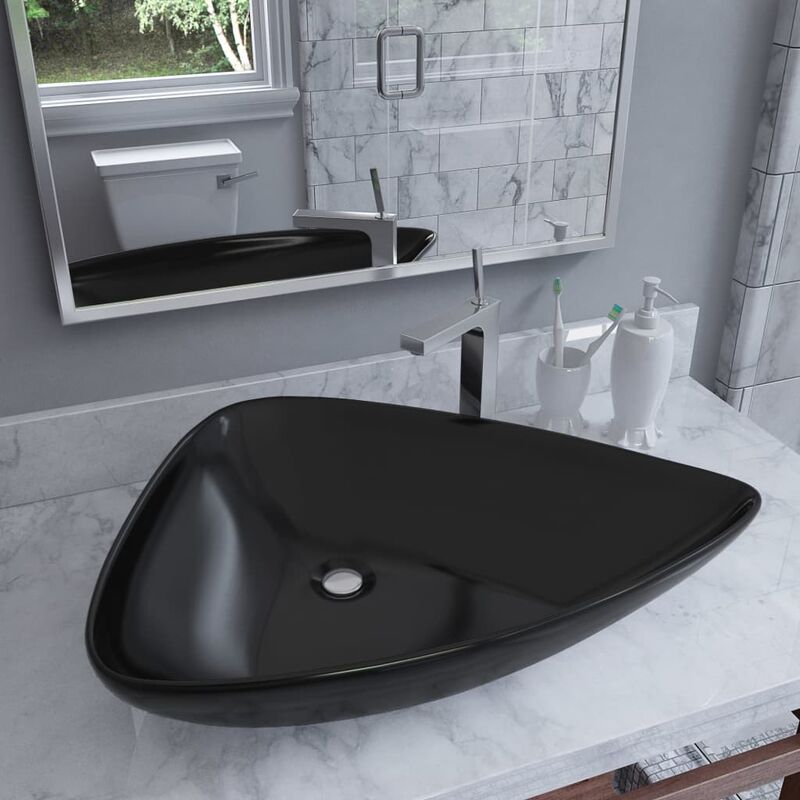 

Lavabo de cerámica triangular negro 645x455x115 mm - Negro