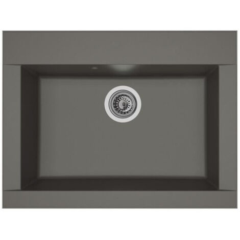 Lavabo de cocina empotrado 1 cubeta sin escurridor Hexo - Resina - 66 x 50 cm - Gris concreto