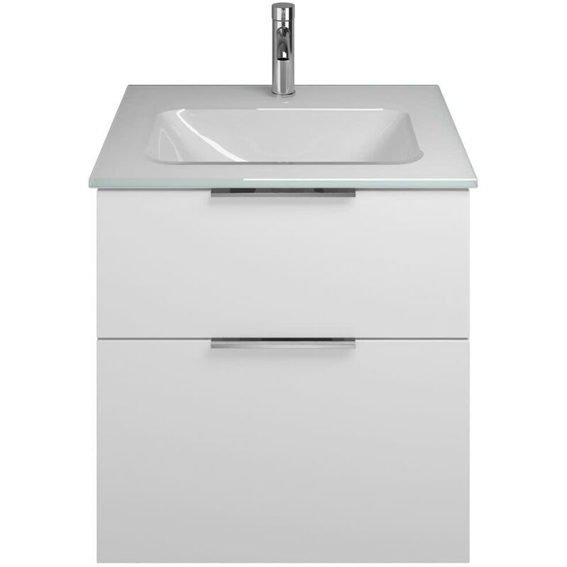 

Lavabo de cristal Burgbad Eqio con mueble bajo lavabo SEYX062, anchura 620 mm, Color (frente/cuerpo): Blanco Alto Brillo / Blanco Brillante, Mango