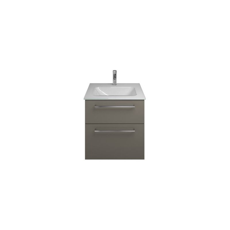 

Lavabo de cristal Burgbad Eqio con mueble bajo lavabo SEYX062, anchura 620 mm, Color (frente/cuerpo): Gris alto brillo / Gris brillante, mango de