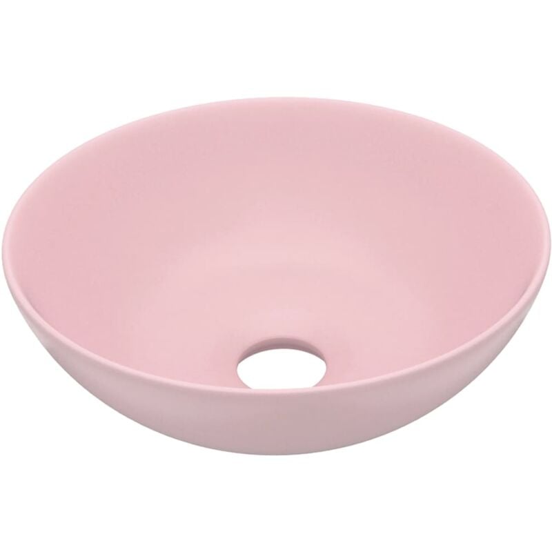 

Lavabo de cuarto de baño redondo cerámica rosa mate - Rosa - Vidaxl