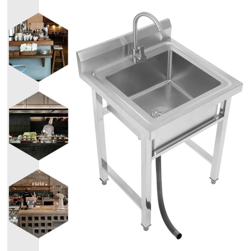 Gojoy - Lavabo de cuisine évier en acier inoxydable pour évier extérieur évier de cuisine salle à manger 1 Robinet De Bassin