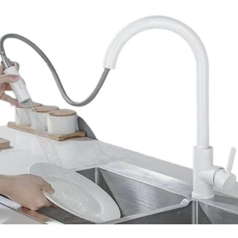 lavabo De Cuisine Vier Robinet  Tirage Rotatif Tuyau D'arrive D'eau  Tirage Blanc Chaud Et Froid