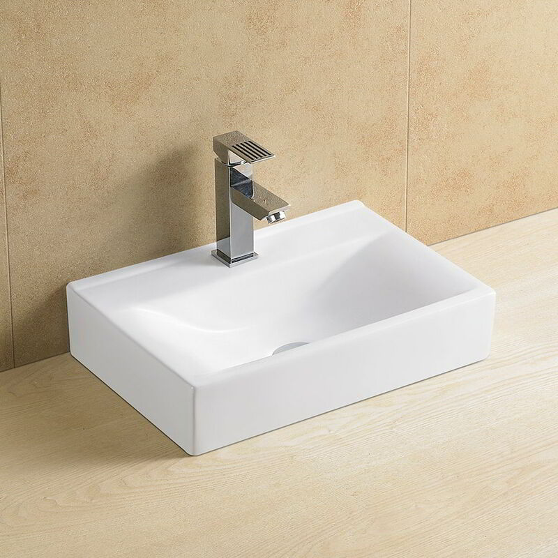 

GME - Lavabo de encimera cerámico rectangular 9368 - 44x30x10 cm. + valvula incluida