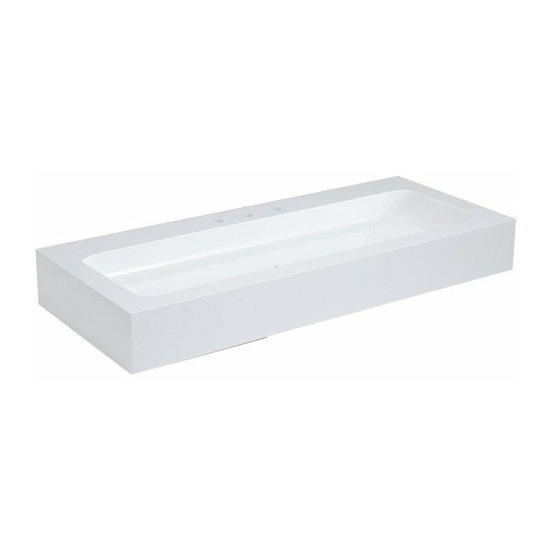 

Keuco - Lavabo de fundición mineral EDITION 300 apto para grifería de 3 orificios (paso 1250 x 155 x 525 mm blanco alpino